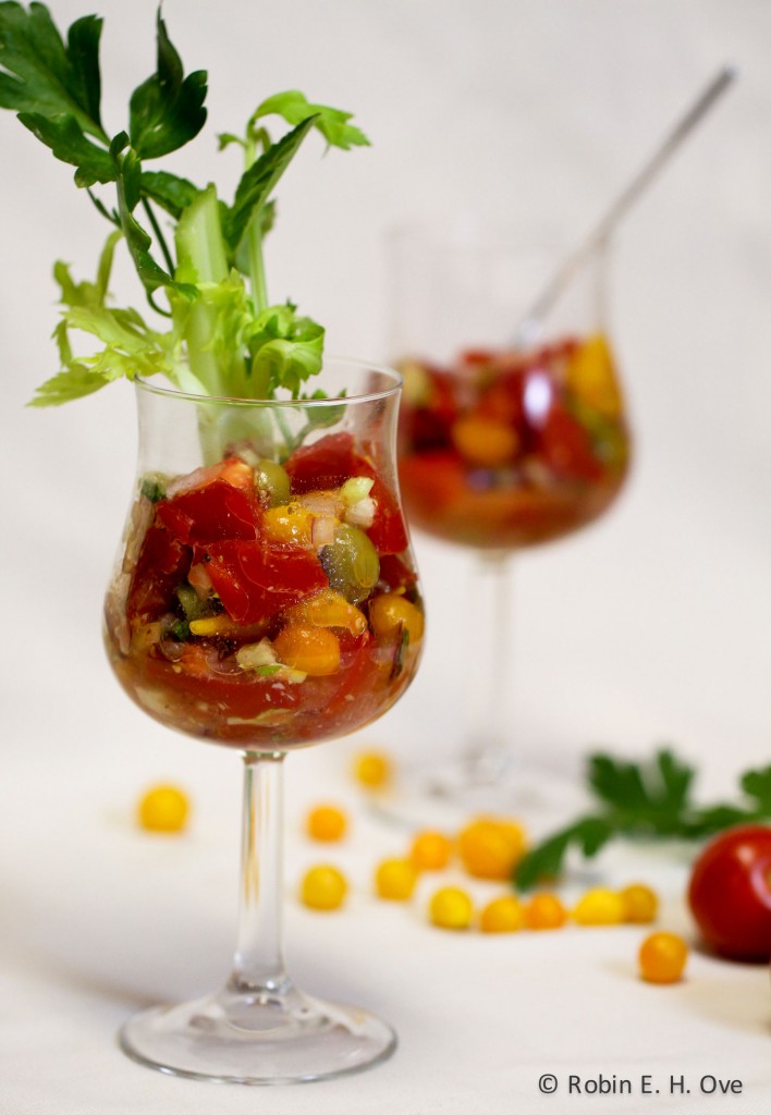 Cajun Bloody Mary Salad in Glass