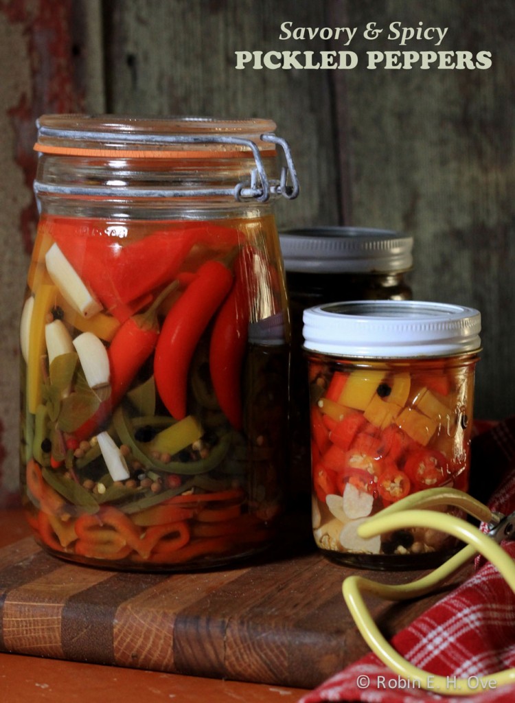 Jars of pickled peppers