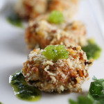 Crab Cakes with Lime Cilantro Aioli & Wasabi Caviar