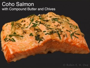 cooked salmon with butter and herbs