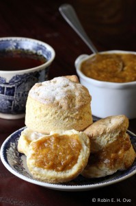Biscuits, tea and preserves