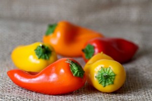 mini orange, red, yellow bell peppers