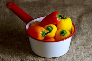 mini peppers in pot