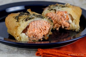 Baked Salmon in Phyllo and Vegetables